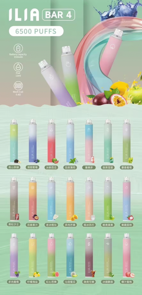 微信图片_20240502231342.png ILIA哩啞四代拋棄式6500口可充電 / 利亞絕美21色口味登場【滿十送一】